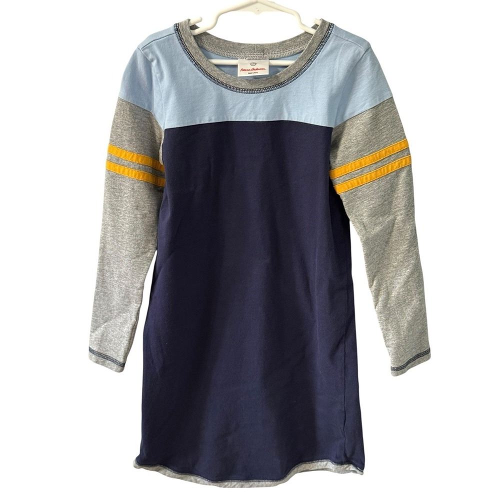 Hanna Andersson Girls Colorblock Jersey Knee Length Dress SZ 160 / 14-16